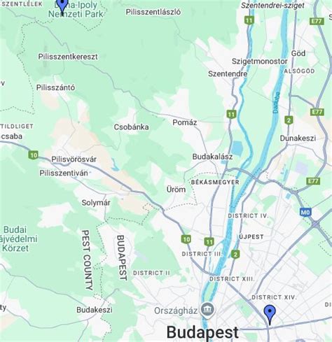 Dunakeszi város térképe a szépségszalonok elhelyezkedésével