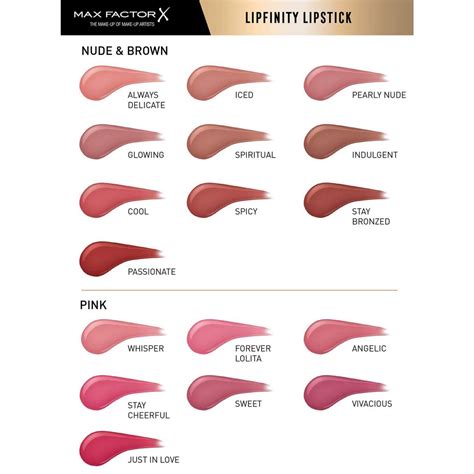 Max Factor Lipfinity ajakfény árnyalatai