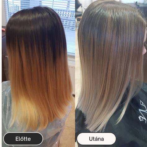 Fodrász, festett frizura, balayage munka közben