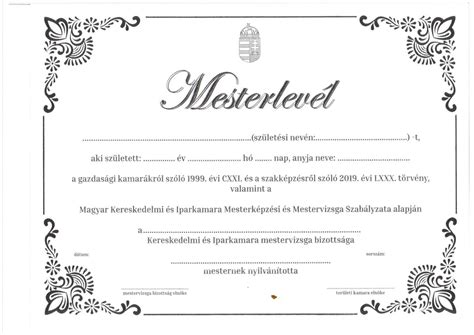 Mesterlevél átadása