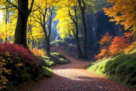 Őszi erdő lombhullással