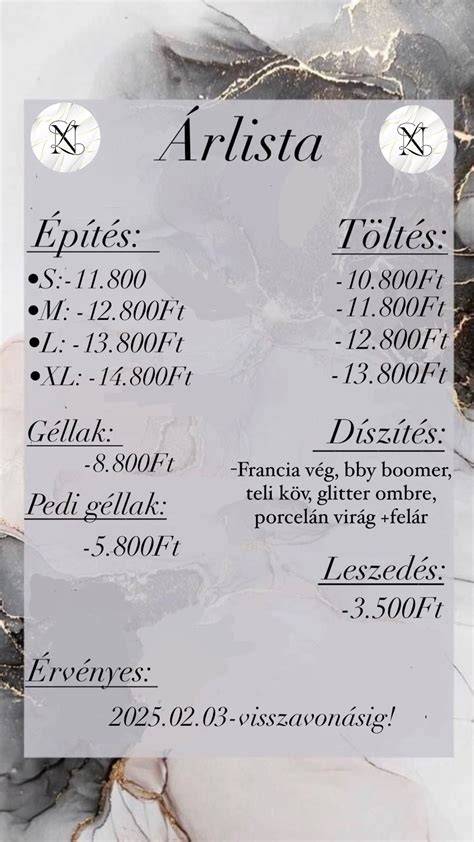 Köröm- és arcápolási eljárások infographic