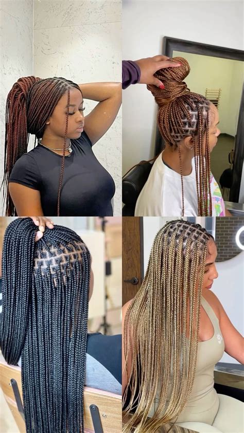Knotless Box Braids technika szemléltetése