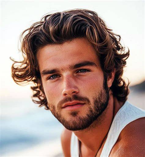 téma: flow hair és surfer look szemléltető kép