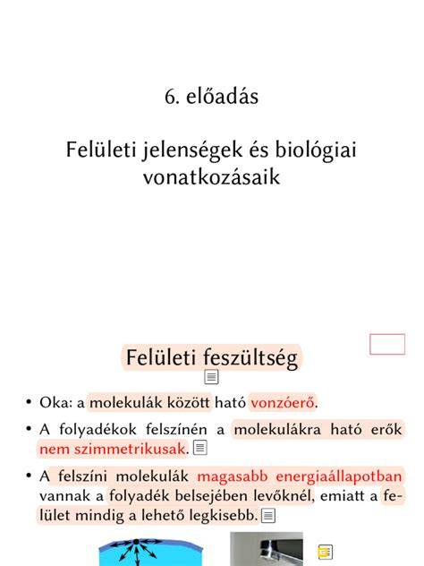 vizuális jelenségek a felületi feszültség körül