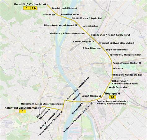 Infografika: D14-es kompjárat útvonala Budapesten