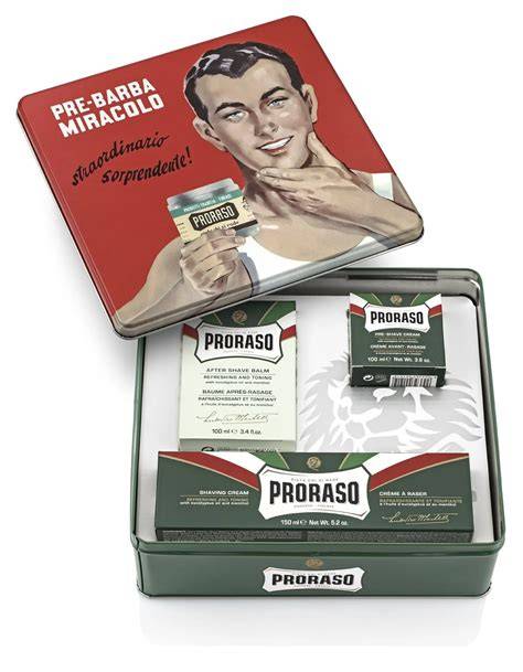 Proraso gift set illusztráció - vizuális áttekintés az illatvilágról és termékekről