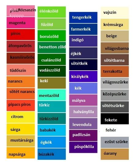 hajszín mélység és irány táblázat