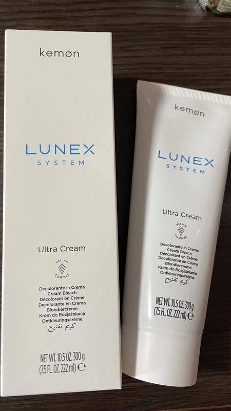 Infografika a LUNEX Ultra Cream lépéseiről: keverés, felvitel, világosítás, ápolás, végeredmény