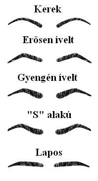 Infografika: különböző szemöldökformák és arcformák