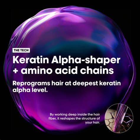 Infografika: Keratin Alpha Sleek összetevők és hatásmechanizmus