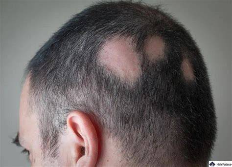 Foltok az alopecia areata hajhullásban érintett fejbőrön