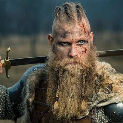 Viking szakáll sziluettje és fonatok vizuális ábrázolása