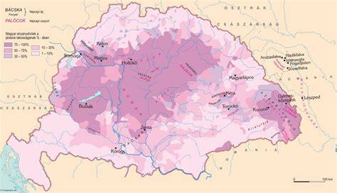 Mapa: Magyar katonai tájak és a népdalok területi kapcsolatai