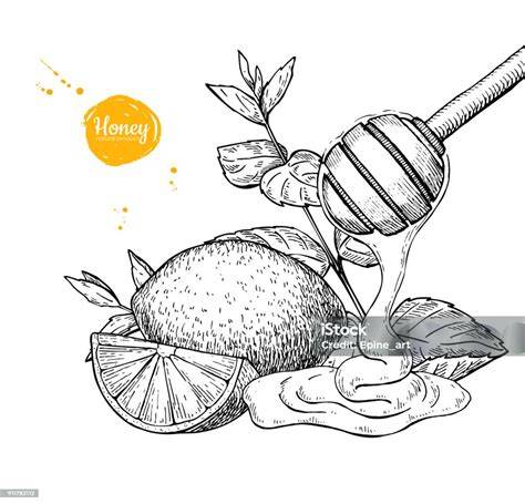 illusztráció: méz és fahéj üvegben, spatulával