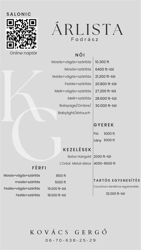 olcsó fodrászat árlista