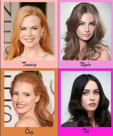 Különböző évszaktípusok és hozzájuk illő hajszínek