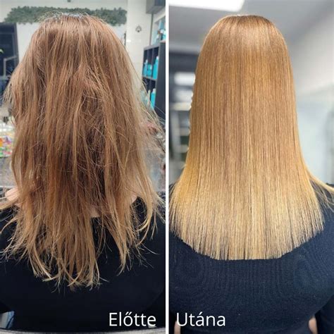 előtte-utána keratinos hajegyenesítés eredmény