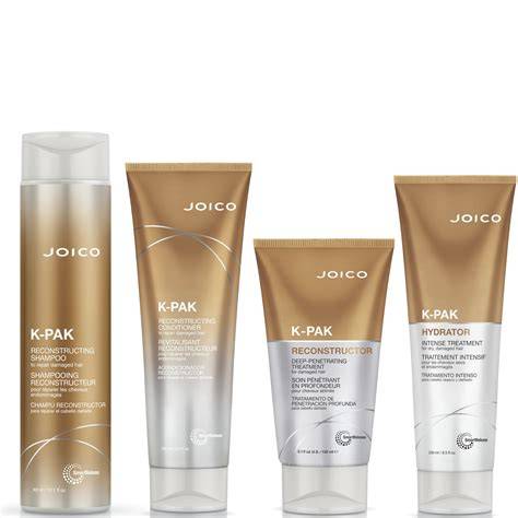 Joico K-PAK lépések illusztrációja: mélytisztítás - pH-helyreállítás - protein feltöltés - hidratálás