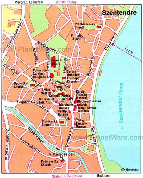 Map of Szentendre with highlighted hair salons and parking zones