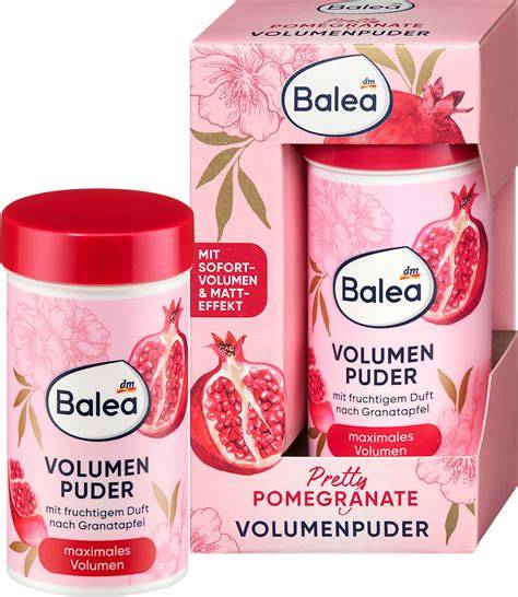 Infografika: Balea Volume PowderPretty Pomegranate összetevői és illatprofil