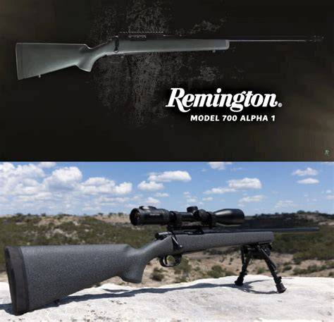 Infografika: Remington 700 család fő elemei és a Remington 700 Alpha 1 Hunter kiemelt tulajdonságai