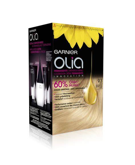 mintapélda: Garnier Olia 9.3 Gold Light Blond árnyalat előtte-utána