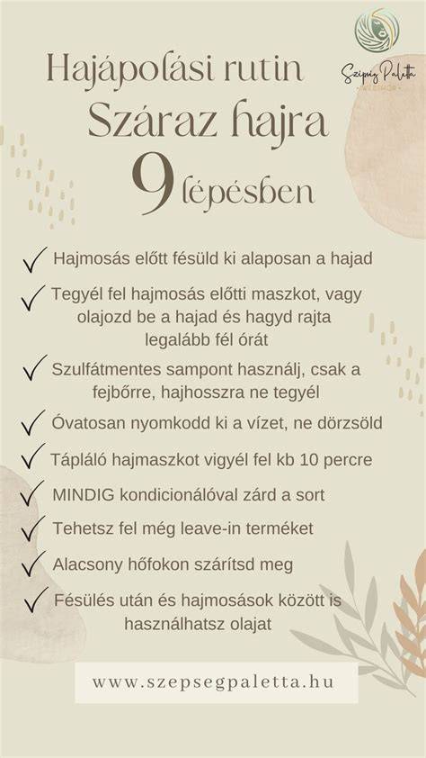 infografika: otthoni rutin lépései a száraz hajra