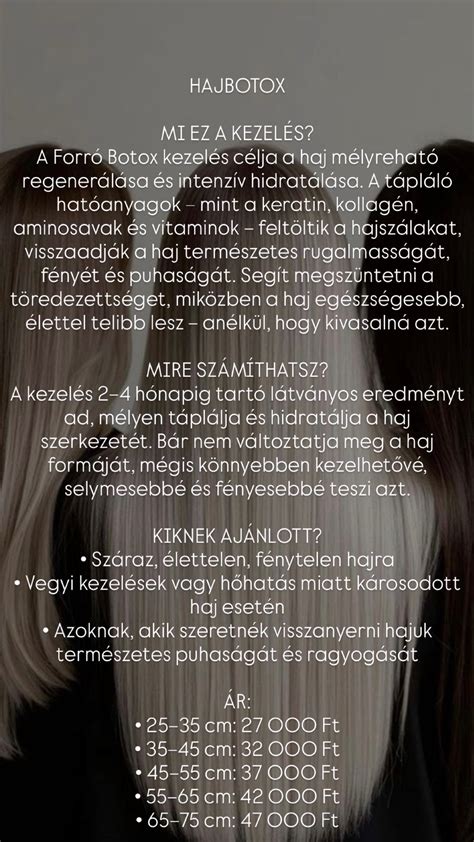 Infografika: keratin, hajbotox és plex kezelések kapcsolata a haj állapotával