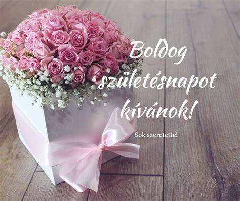 Boldog születésnapot - virágcsokor és torta