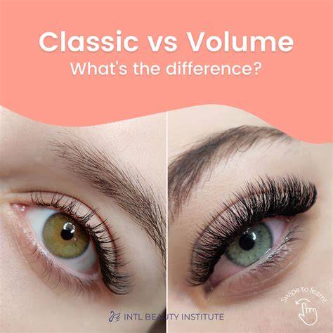 Infographic: Volume Lashes vs Classic Lashes bemutató