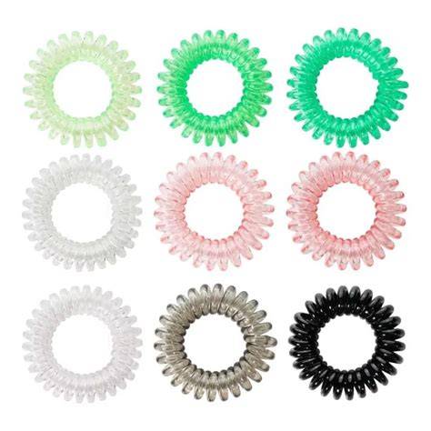 Infografika: hajgumi típusai és előnyei - spirál, scrunchie, textilhajgumi, félig-beépített