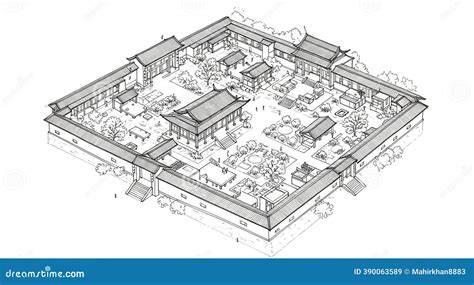 Illustration of the Szakál-porta courtyard and main house layout