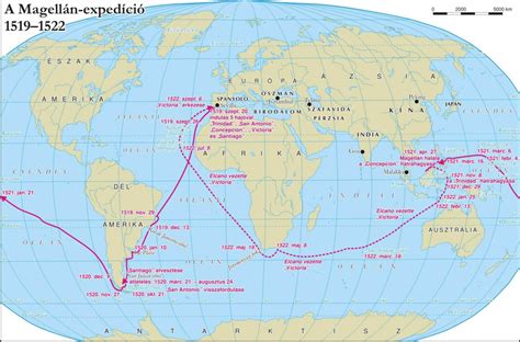 Magellán Föld körüli útjának térképe