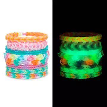 Háromszínű Rainbow Loom karkötő készítés ábrája