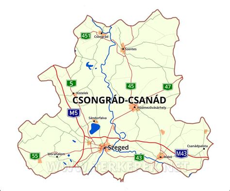 Térkép a Csongrád megyei sportcsapatok elhelyezkedéséről