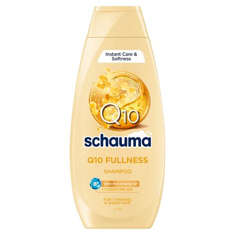 Schauma Q10 Fullness csomagolás és kupak részletek