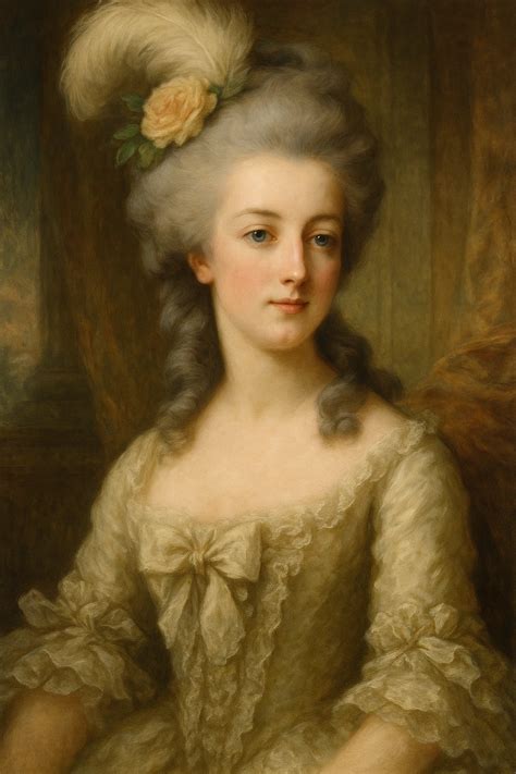 Marie Antoinette portréja, hangsúlyozva a korabeli frizurákat