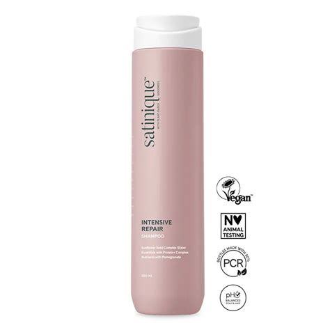 Illusztráció a SATINIQUE termékcsaládról (fejbőr tonik, sampon, balzsam, spray és formázó termékek egy palettán)